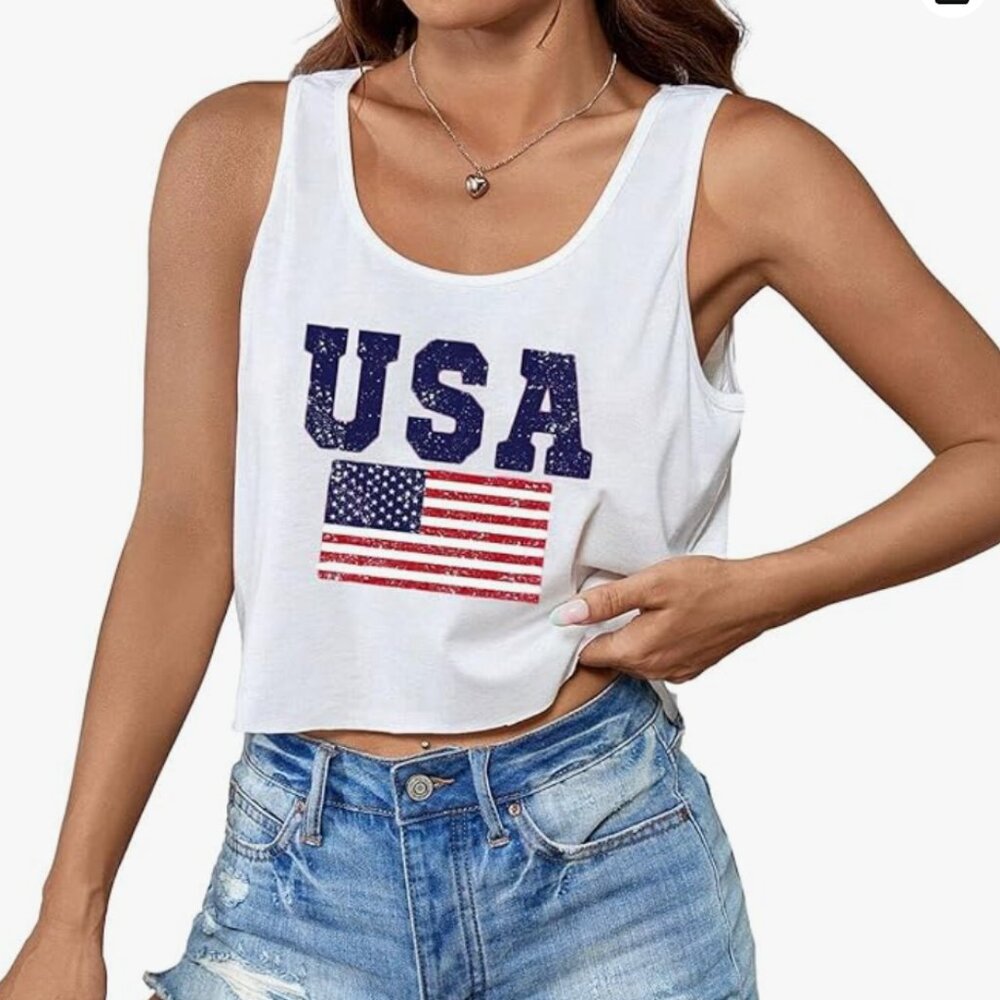 USA Racerback Cropped Tank - Picture 2 of 4